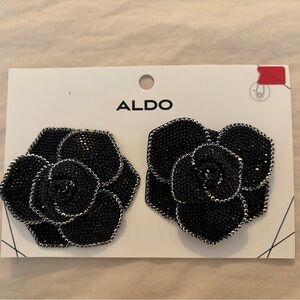 Aldo Black Rose shoe clip with Silver Trim- CC look